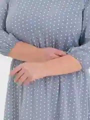 Серый платье женское повседневное, длинное, в горошек