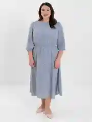 Серый платье женское повседневное, длинное, в горошек