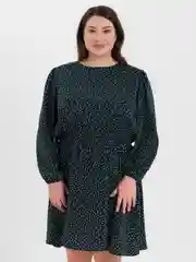 Тёмно-зелёный платье в горошек, короткое