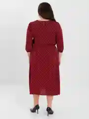Бордовый платье женское повседневное, длинное, в горошек