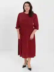 Бордовый платье женское повседневное, длинное, в горошек