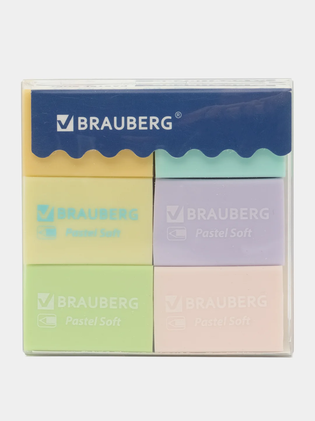 Набор ластиков Brauberg Pastel Soft, 31 х 20 х 10 мм, 12 штук