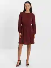 Бордовый платье в горошек, короткое