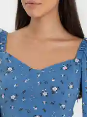 Синий платье женское, короткое, вечернее, повседневное, с цветочками