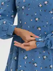 Синий платье женское, короткое, вечернее, повседневное, с цветочками