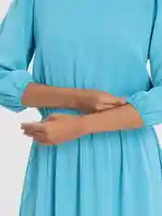 Бирюзовый платье женское повседневное, длинное, в горошек