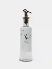 Белый бутылка с дозатором для масла и соуса, стекло, металл, 300 мл