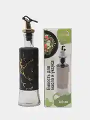 Черный бутылка с дозатором для масла и соуса, стекло, металл, 300 мл