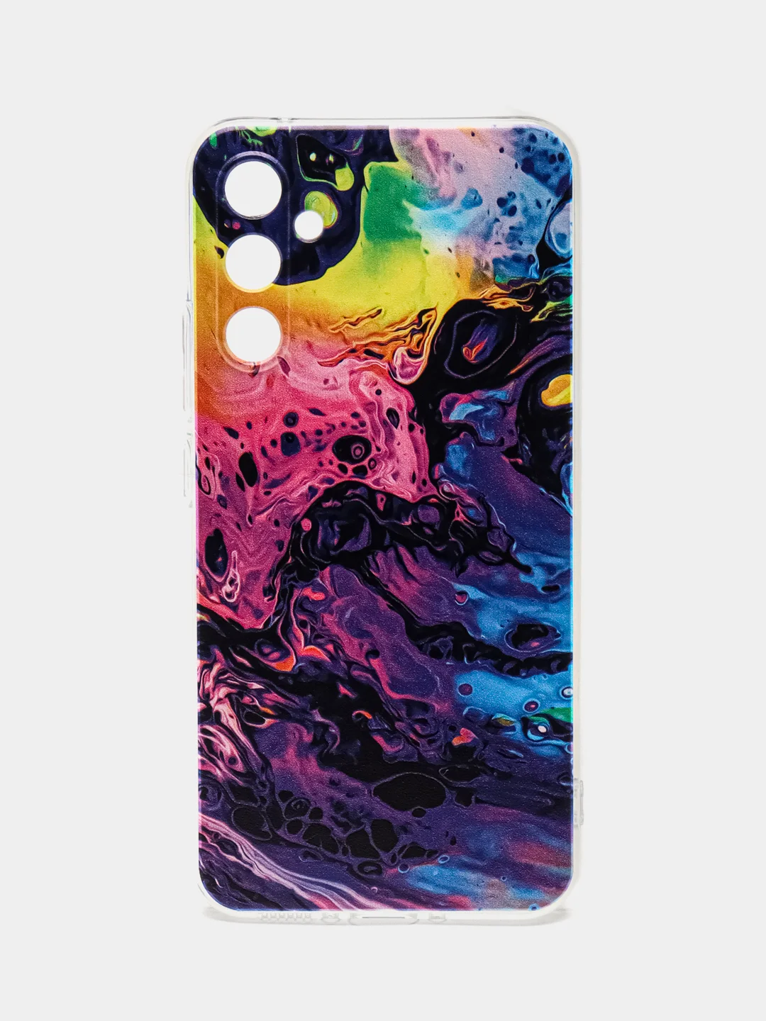 Пурпурный чехол на Samsung Galaxy A34 5G (Самсунг A34), прозрачный, с рисунком, защита камеры