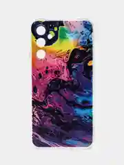 Пурпурный чехол на Samsung Galaxy A34 5G (Самсунг A34), прозрачный, с рисунком, защита камеры