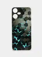 Бирюзовый чехол на Tecno Pova Neo 3 (Текно Пова Нео 3), прозрачный, с рисунком, защита камеры