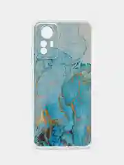 Светло-синий чехол прозрачный на Xiaomi Redmi Note 12S (Сяоми Редми Нот 12S), с рисунком, защита камеры