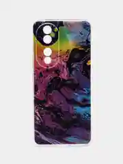 Пурпурный силиконовый чехол на Honor 90 (Хонор 90), прозрачный, с рисунком