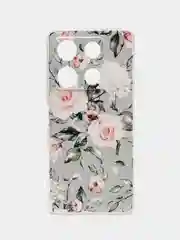 Кораллово-розовый чехол для Infinix Note 30 Pro (Инфиникс Нот 30 Про), прозрачный, с рисунком, защита камеры
