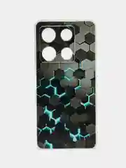 Бирюзовый чехол для Infinix Note 30 Pro (Инфиникс Нот 30 Про), прозрачный, с рисунком, защита камеры