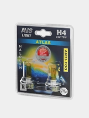 Галогенная лампа AVS ATLAS ANTI-FOG, желтый, H4, 24V, 75/70W, 2шт