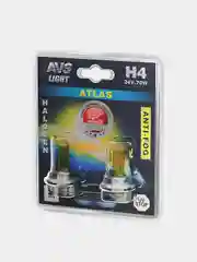 Галогенная лампа AVS ATLAS ANTI-FOG, желтый, H4, 24V, 75/70W, 2шт