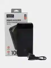 Черный внешний аккумулятор, 10000 мАч, USB Type-A/Type-C, портативный