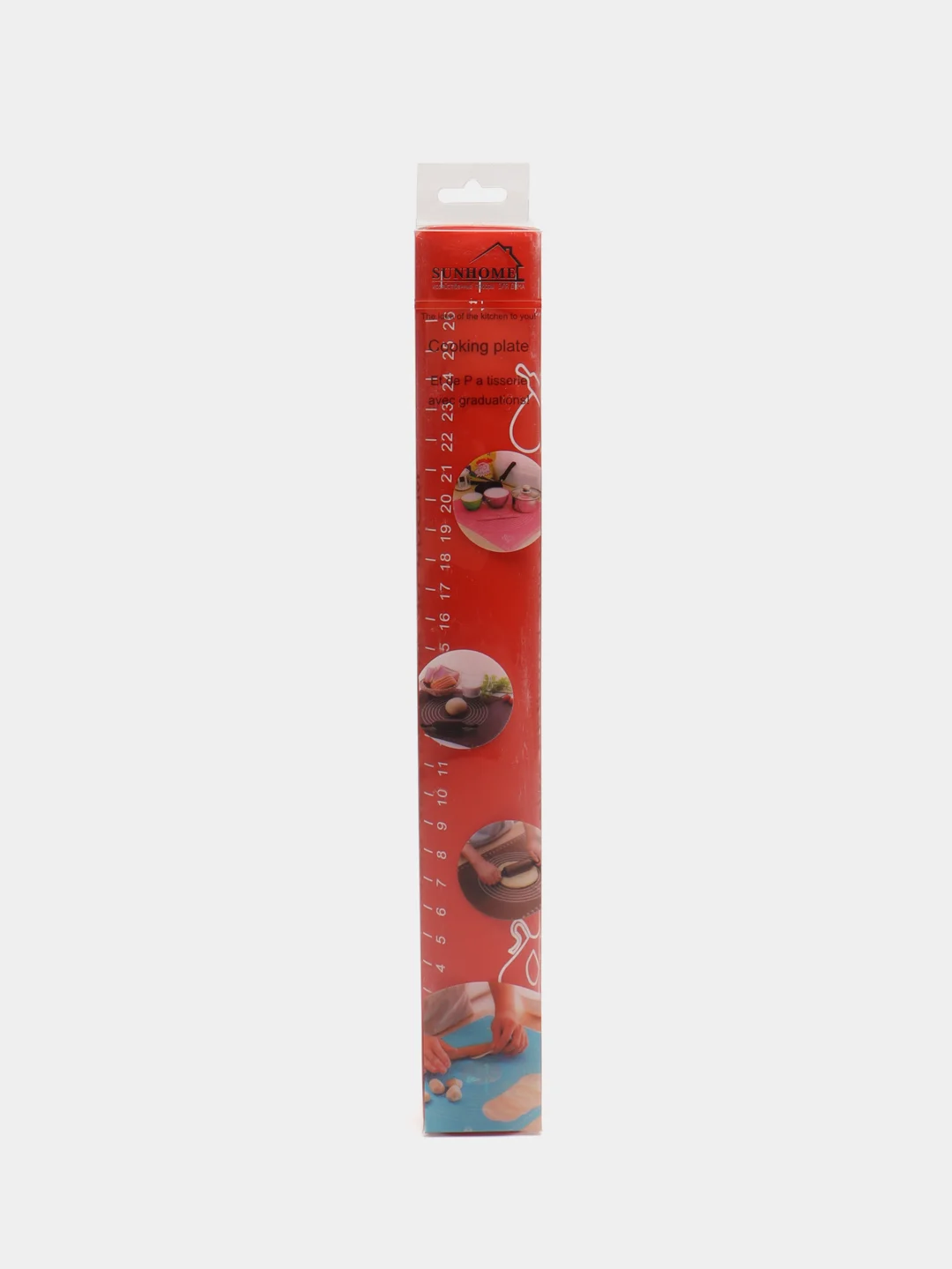 Красный коврик 40*30 см для раскатки теста и выпечки, с разметкой, силиконовый