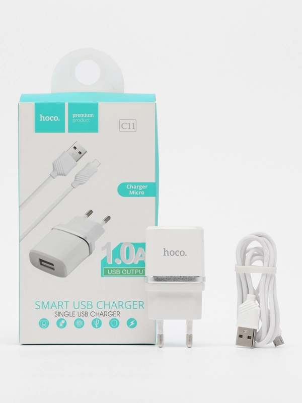 Сетевое зарядное устройство 2 в 1 Hoco C11, 1 А, micro USB