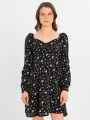 Черный платье женское, короткое, вечернее, повседневное, с цветочками