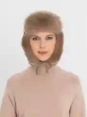 Карамельный шапка ушанка, зимняя, женская
