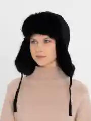 Черный шапка ушанка, зимняя, женская