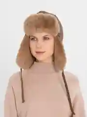 Коричневый шапка ушанка, зимняя, женская