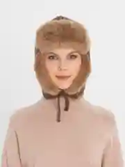 Коричневый шапка ушанка, зимняя, женская