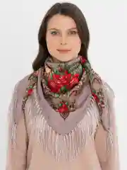 Платок женский на голову, плечи или шею, с бахромой, из шерсти и вискозы, 100 х 100 см