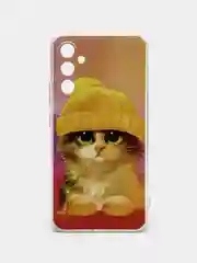 Желтый чехол на Samsung Galaxy A34 5G (Самсунг A34), прозрачный, с рисунком, защита камеры