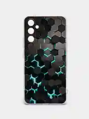 Бирюзовый чехол на Samsung Galaxy A34 5G (Самсунг A34), прозрачный, с рисунком, защита камеры