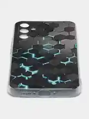 Бирюзовый чехол на Samsung Galaxy A34 5G (Самсунг A34), прозрачный, с рисунком, защита камеры