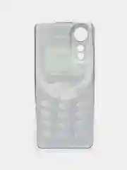 Угольный силиконовый чехол на Oppo A78 4G (Оппо А78 4G), прозрачный, с рисунком, защита камеры