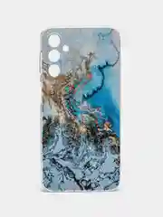 Голубой чехол на Samsung Galaxy A24 (Галакси A24), прозрачный, с рисунком, защита камеры