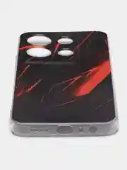 Красный чехол для Infinix Note 30i (Инфиникс Нот 30и), прозрачный, с рисунком, защита камеры