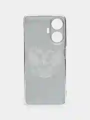Приглушённый хаки силиконовый чехол на Realme C55 (Реалми C55), прозрачный, с рисунком, защита камеры