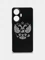 Приглушённый хаки силиконовый чехол на Realme C55 (Реалми C55), прозрачный, с рисунком, защита камеры