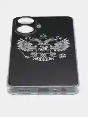 Приглушённый хаки силиконовый чехол на Realme C55 (Реалми C55), прозрачный, с рисунком, защита камеры