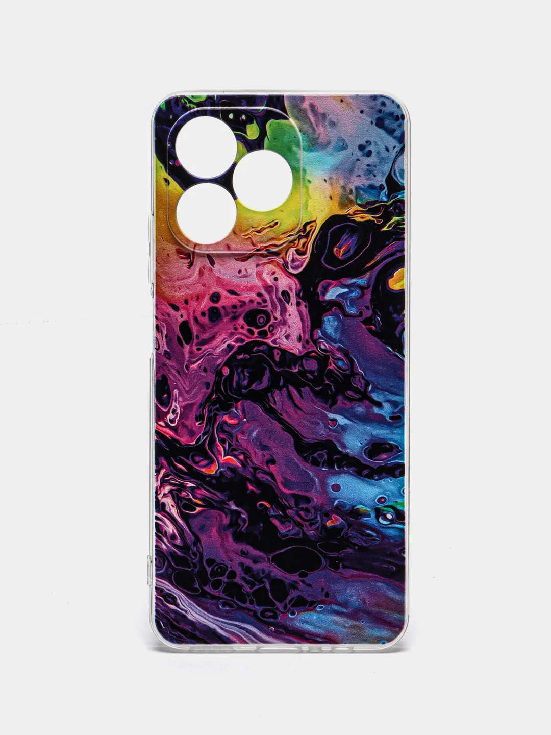 Пурпурный силиконовый чехол на Realme C53/C51 (Реалми С53/С51), прозрачный, с рисунком, защита камеры