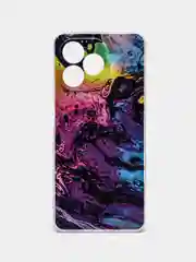 Пурпурный силиконовый чехол на Realme C53/C51 (Реалми С53/С51), прозрачный, с рисунком, защита камеры