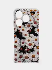 Золотой чехол на Tecno Spark 10/10C (Текно Спарк 10/10С), прозрачный, с рисунком, защита камеры