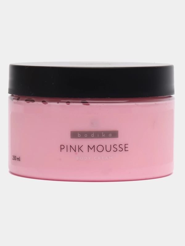 Парфюмированный увлажняющий крем для тела "Pink Mousse", питающий, смягчающий, в банке Bodika