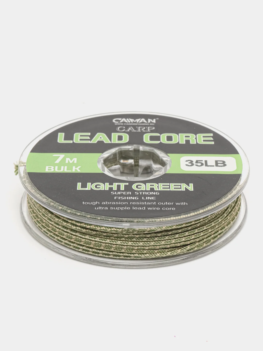 Салатовый лидкор со свинцовым сердечником Caiman Lead Core, 7 m