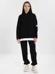 Черный костюм женский теплый спортивный: худи и брюки
