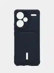 Темно-синий чехол Xiaomi Redmi Note 13 Pro Plus (Нот 13 Про Плюс), силиконовый, с карманом для карты