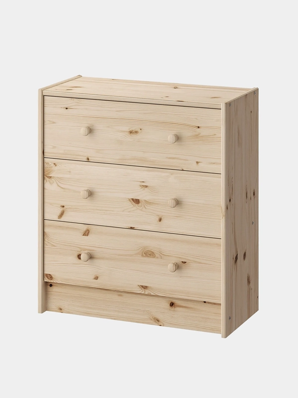Комод деревянный ikea для хранения, сосна, 3 ящика, Brabix Scandi Sc-001 Раст, 641890