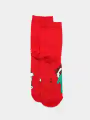 Алый носки новогодние мужские, с новогодним принтом