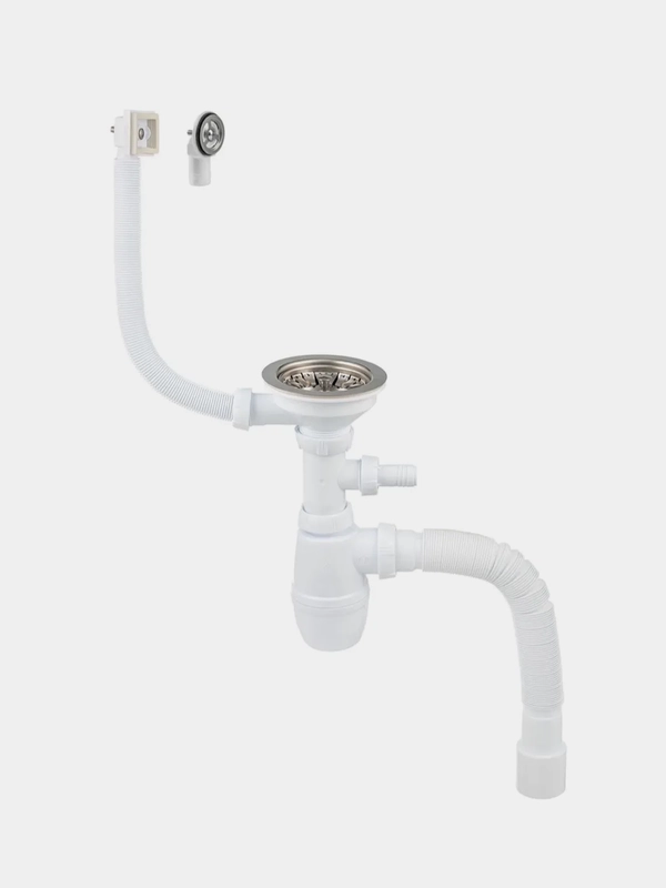 Сифон для мойки Wirquin Минор, с выпуском, диаметр 90 мм, с отводом ...