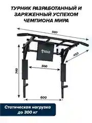 Турник 3 в 1 Absolute Champion Центрл Спорт черный усиленный для спорта и фитнеса дома